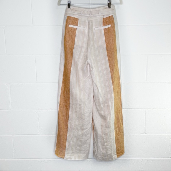 Anthropologie ETT TWA Striped Wide Leg Linen Pants Belted - Picture 4 of 9